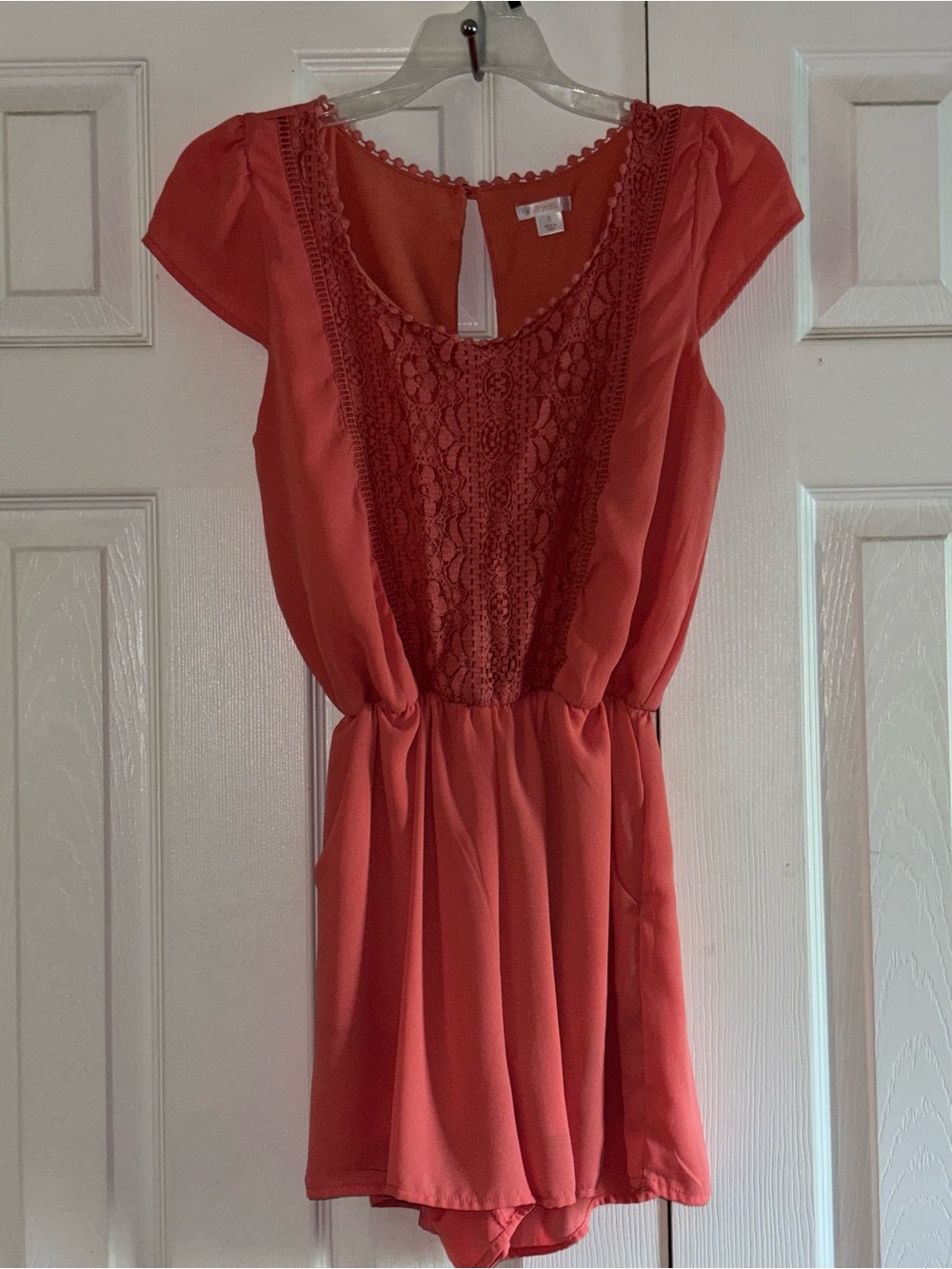 Xhilaration Coral Lace Front Romper